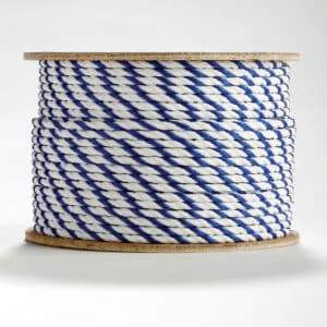 3-Strand Twisted Blue and White Polypropylene Rope