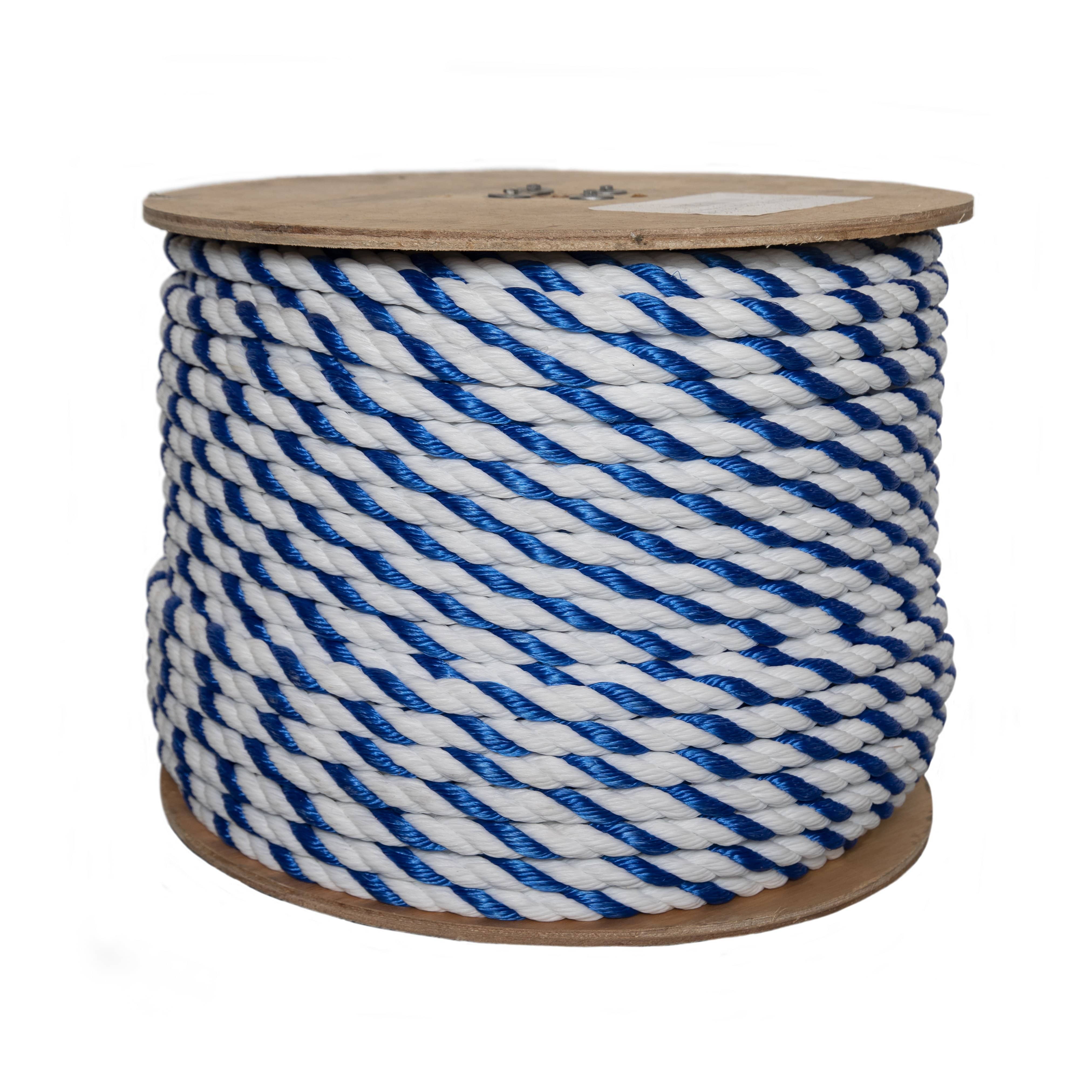 3-Strand Twisted Blue and White Polypropylene Rope