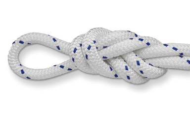 white with blue fleck double braid nylon rope